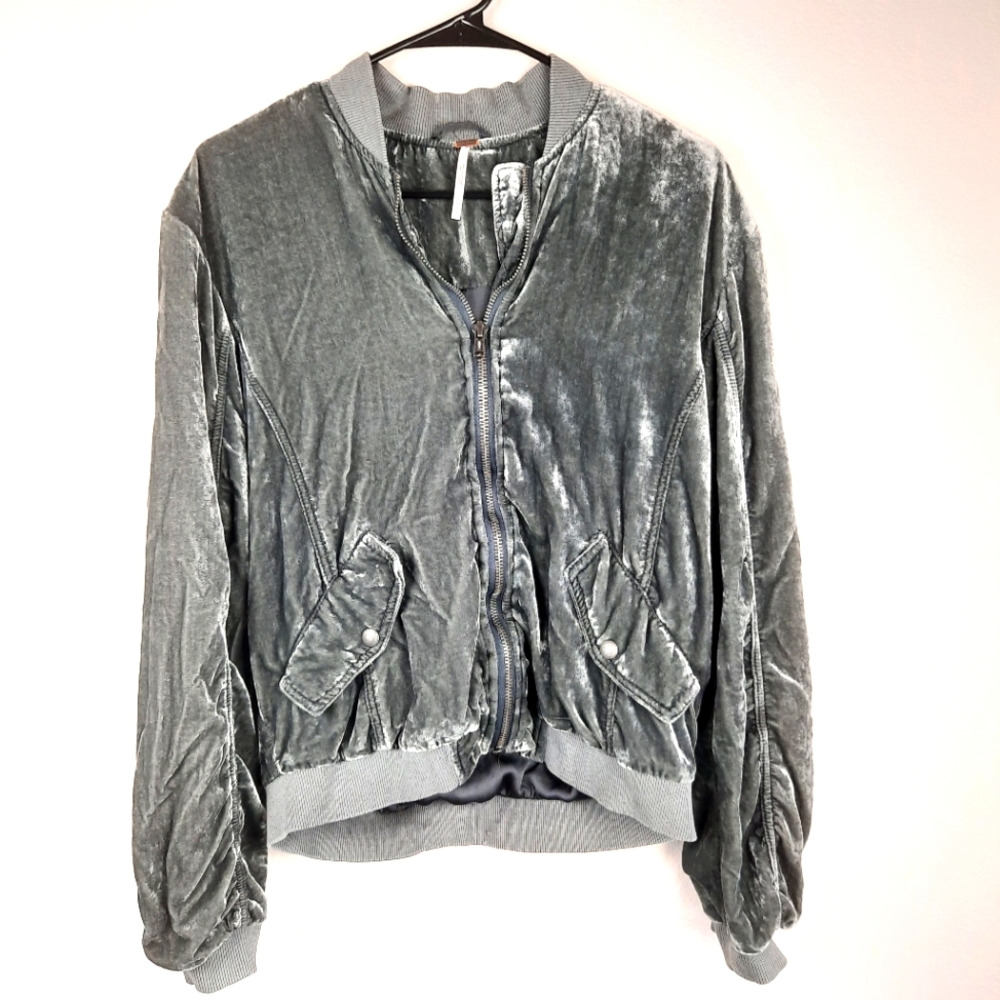 Free people jacket small gray grey green viscosa